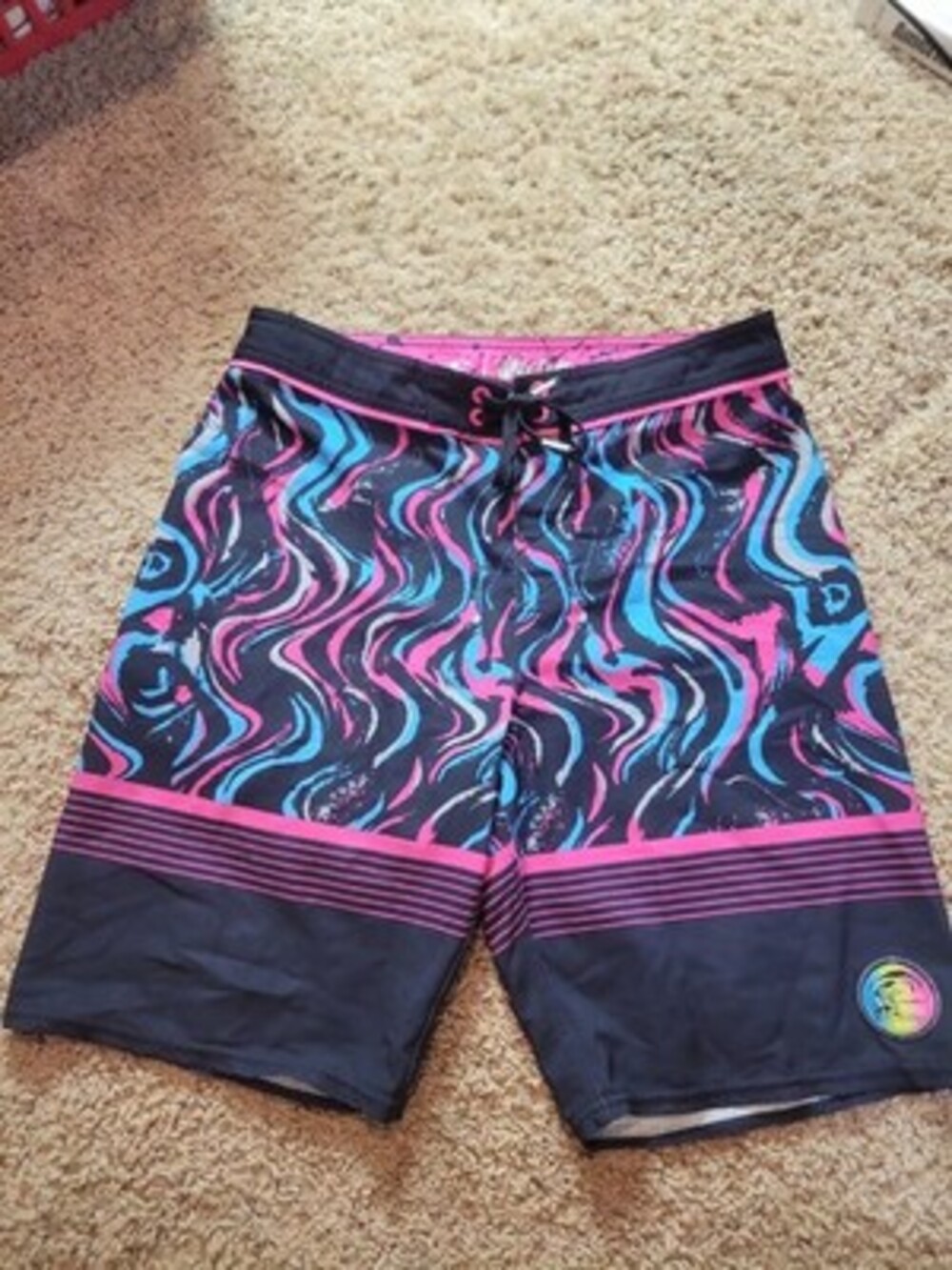 Oneill Wave Cult Men's Size 27 Multi Color Pink Blue Black Board Shorts